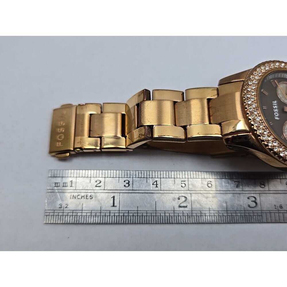 Fossil Stella ES3502 Womens Rose Gold Crystal Multifunction Watch New Battery - Picture 9 of 11